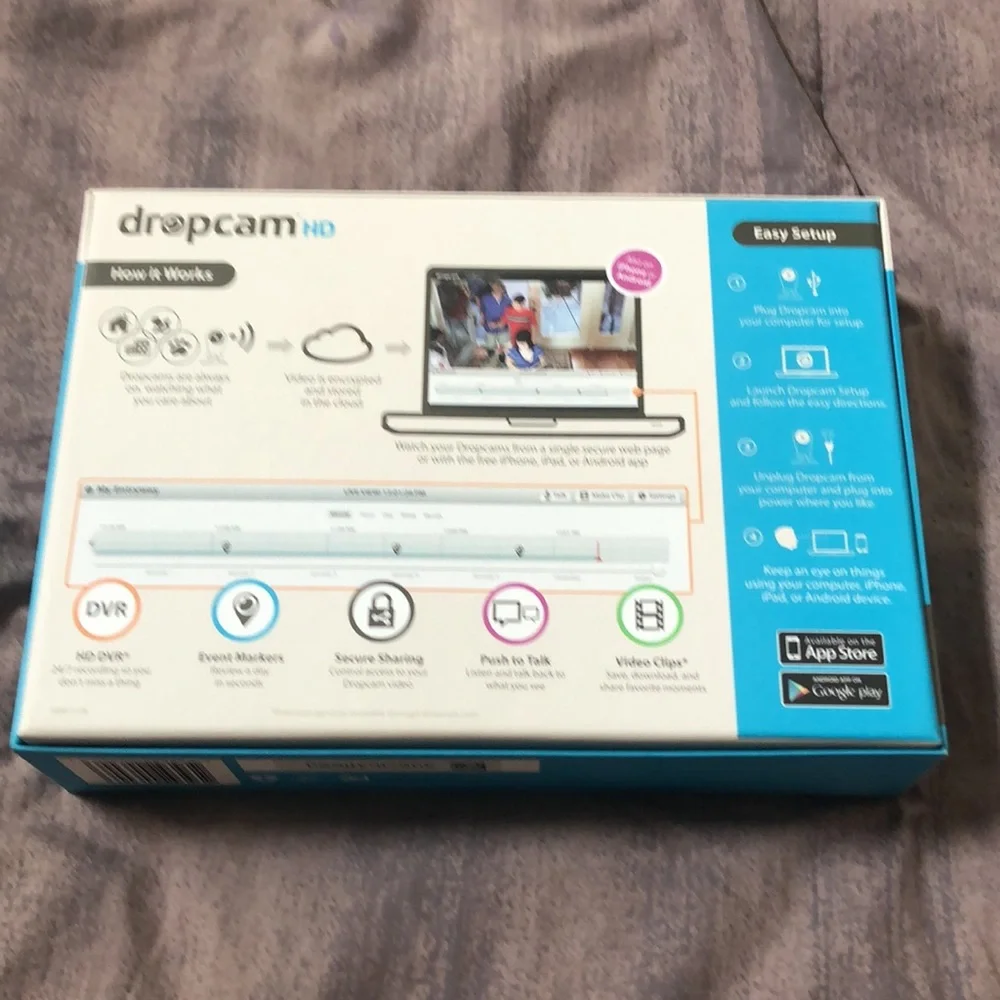 Dropcam HD Wi-Fi Video Monitoring camera. Box is open but never used.